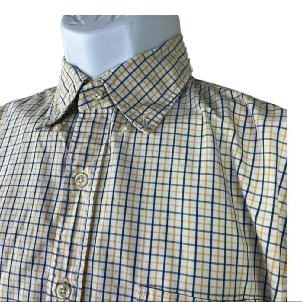 J.Crew Men Casual Shirt Buttons Down Plaid Yellow Blue Sz M